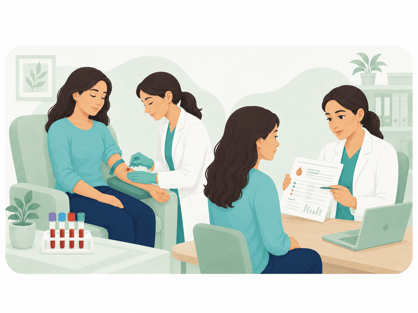 Blood test facility - patient-friendly diagnostic service illustration