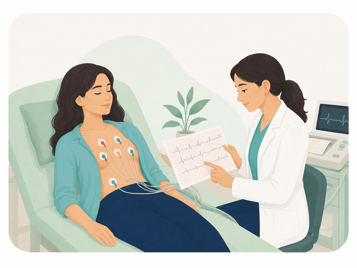 ECG with interpretation - patient-friendly diagnostic service illustration