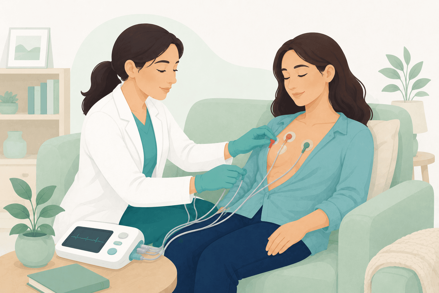 ECG at home - patient-friendly home visit illustration
