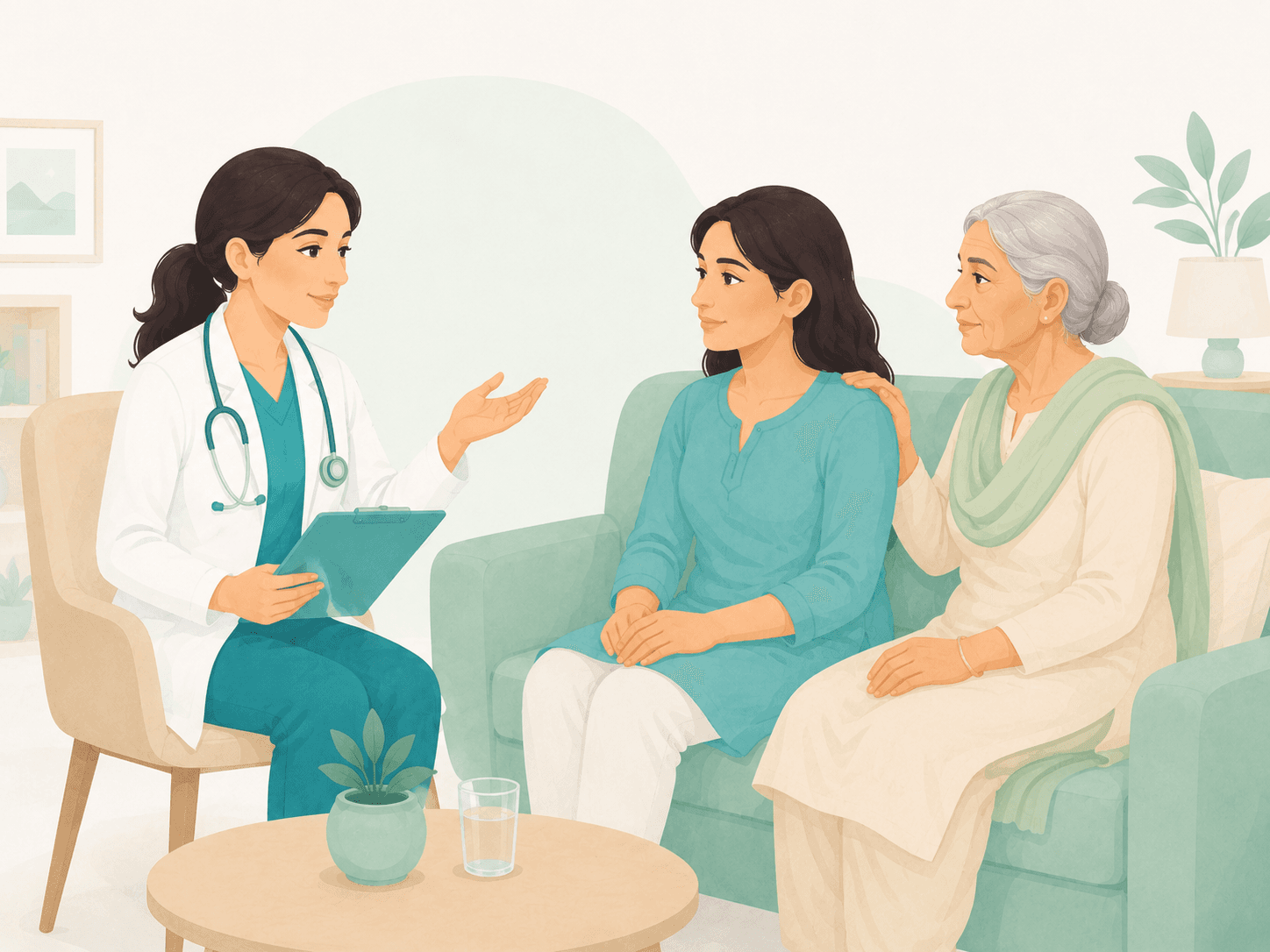 Caregiver guidance - patient-friendly clinic service illustration
