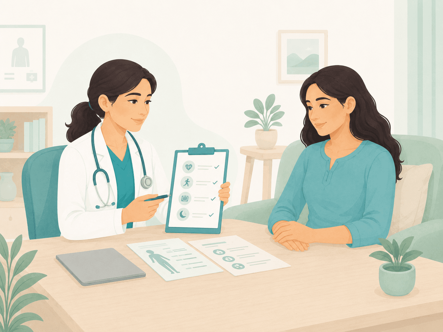 Preventive health counselling - patient-friendly clinic service illustration