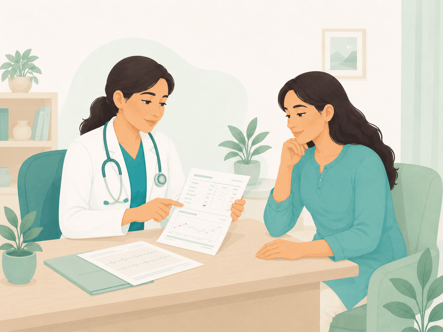 Report review and guidance - patient-friendly clinic service illustration