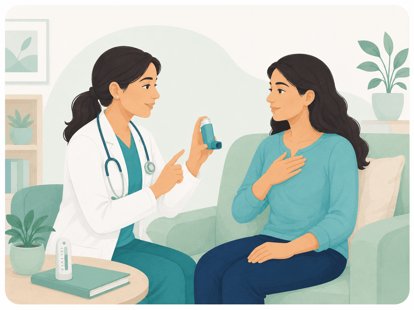 Asthma / COPD / ILD care and exacerbation guidance - patient-friendly OPD service illustration